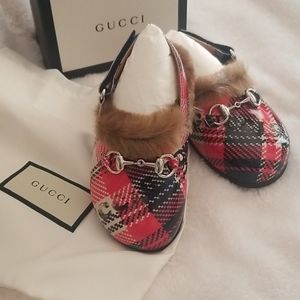 NEW Toddler Horsebit Gucci check slipper